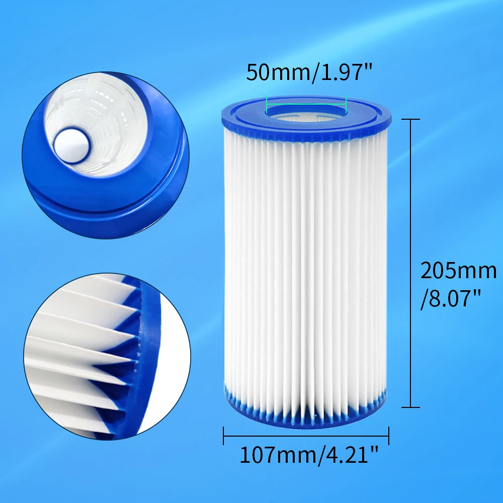 Type A/C Type III Pool Filter Cartridge Replacement Parts for Intex 29000E 59900E Bestway 58012E 530 1000 1500Gallon Pool Filter image 2