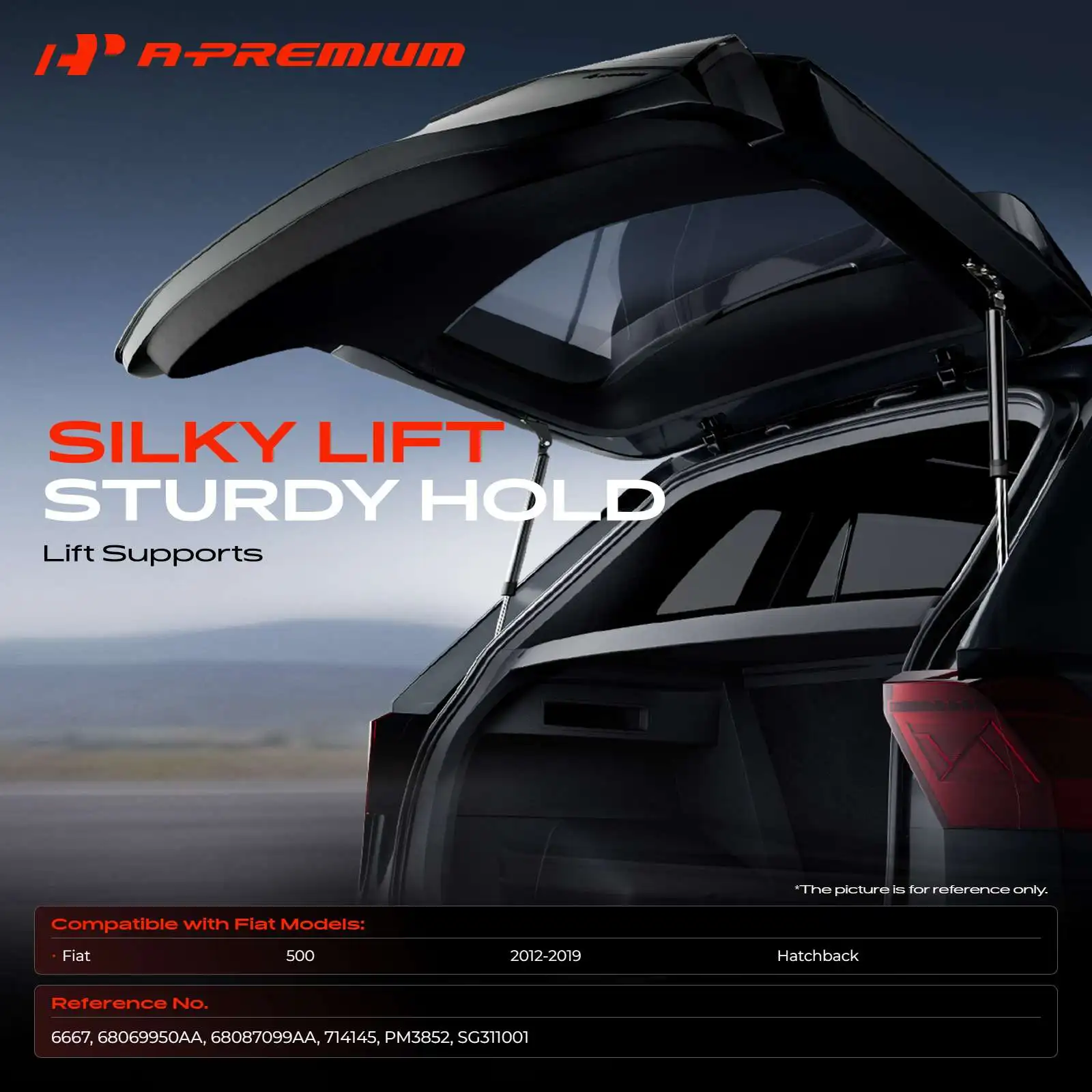 A-Premium 2Pcs Rear Hatch Lift Supports Struts for Fiat 500 2012 2013 2014 2015 2016 2017 2018 2019