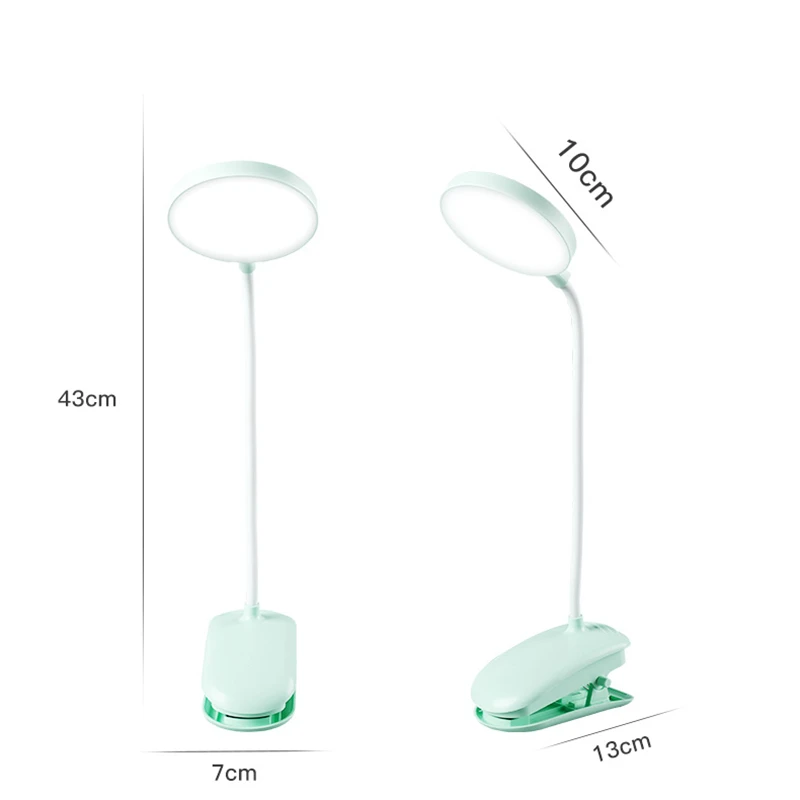 Rechargeable Led Clamp Desk Lamp Reading Light 3-Level Warm Cool White Flexible Easy Clip Lamp Read Night Reading Lamp in Bed