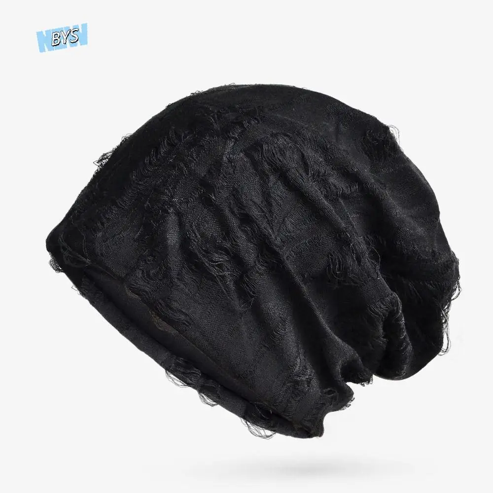 

Soft Holes Butterfly Print Beanies Thin Korean Style Hair Caps Warm High Quality Pullover Hat Streetwear