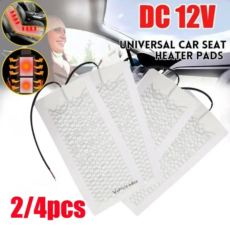 2/4pcs Car Heated Seat Covers Pad Carbon Fiber Heated Auto Car Seat Heating Pad Winter Warmer Heater Mat 12V Car Heating Cushion