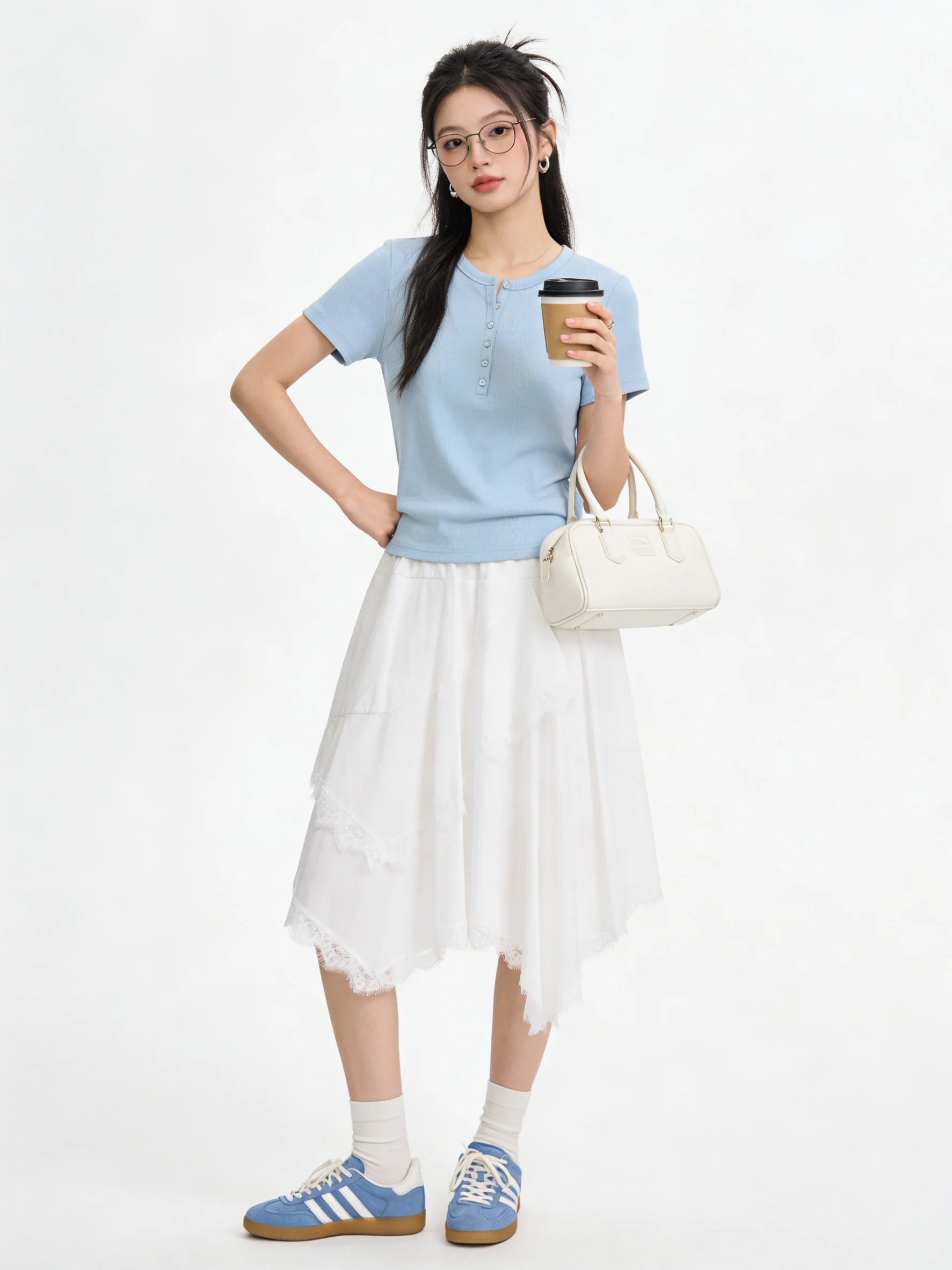 

Элегантная женская юбка А-силуэта с завышенной талией, кружевными вставками и асимметричным подолом, модная, для офиса, с эффектом омоложения