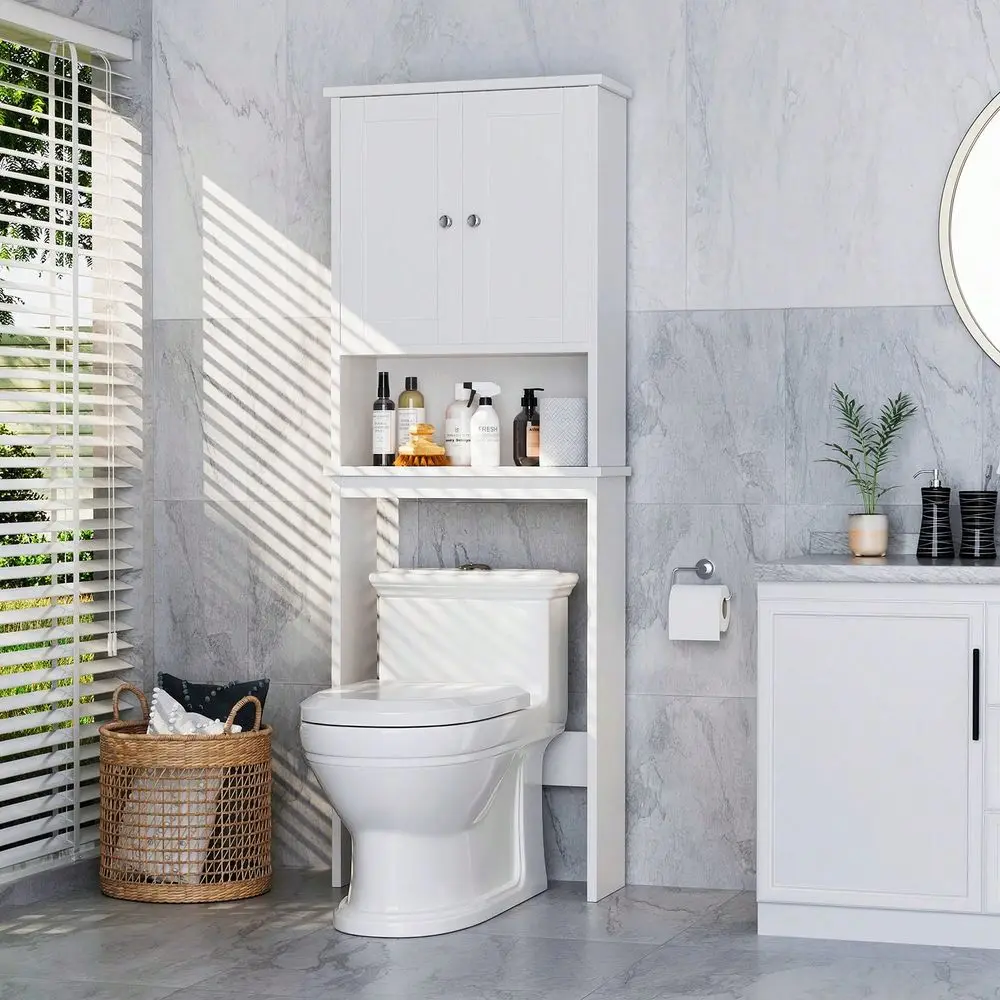 

Over The Toilet Storage Cabinet Bathroom Cabinet With Adjustable Shelves And Open Cabinet With Anti Tip Device