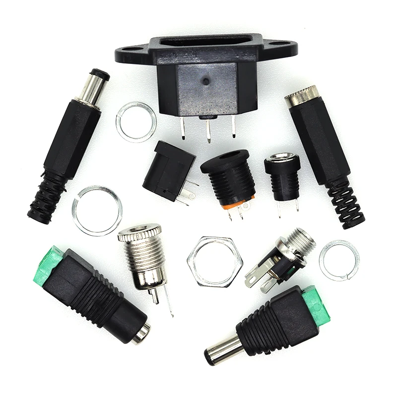 10PCS DC Power Connector pin 2.1x5.5mm Female Plug Jack + Male Plug Jack Socket Adapter PCB Mount DIY Adapter Connector 2.5X5.5