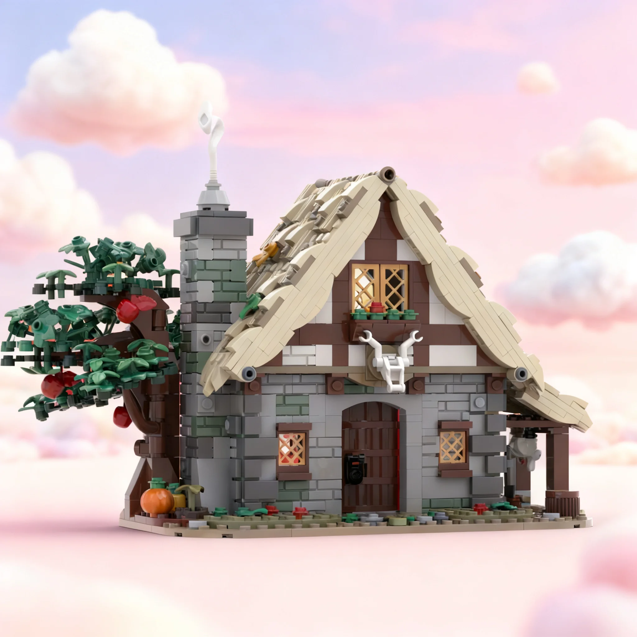 845pcs MOC Hunter's Cottage Castle Model Building Blocks Christmas Gift Craft Brick DIY Display Education Birthday Collection