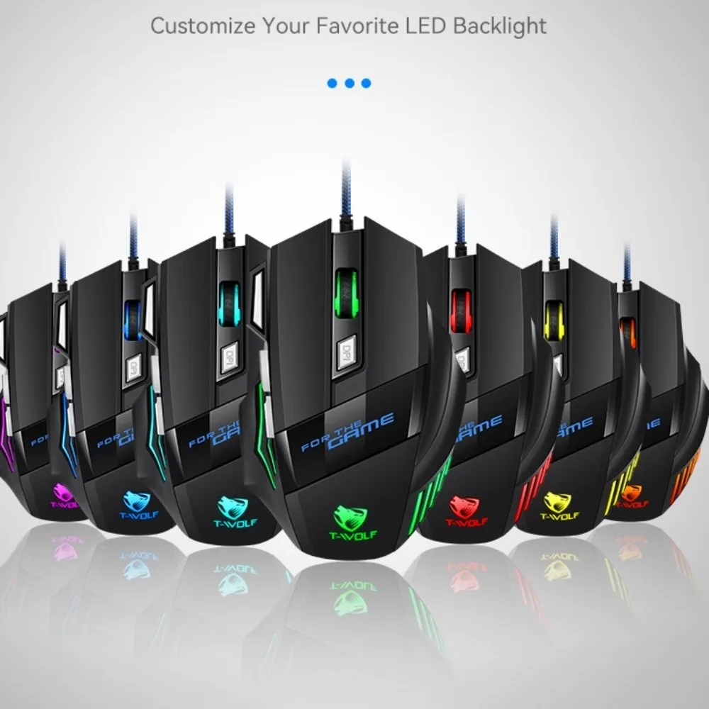Fluent RGB Light Wired Mouse Illuminated Ergonomics Esports Wired Mouse Colorful Cool RGB USB Wired Mouse Computer Accessories