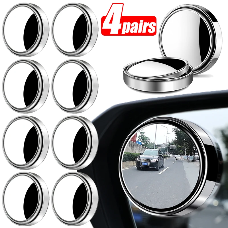 

2/4/6/8Pcs 360 Degree Adjustable Blind Spot Mirror Car Auxiliary Rearview Convex Mirror Round Frame Wide Angle Mirrors for Car