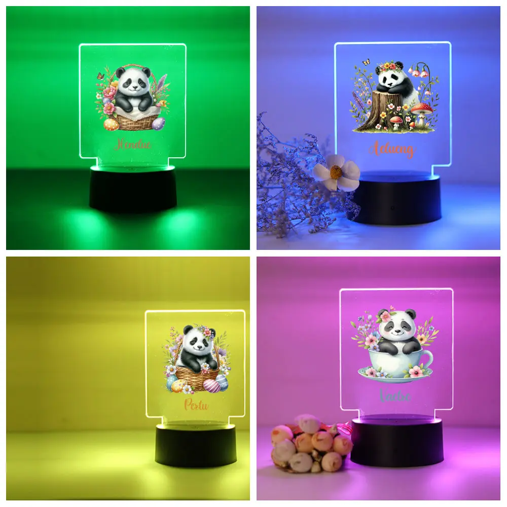 1pc Personalize Custom Panda Fashion Color Changeable Table Lamp 3D Visual Night Lamp Acrylic Led Night Lamp 3d Illusion Light