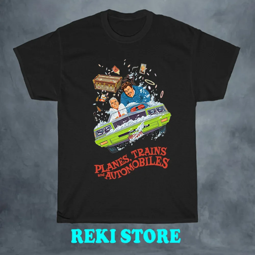 Planes Trains and Automobiles Movie Men's Black T-shirt Size S-5XL