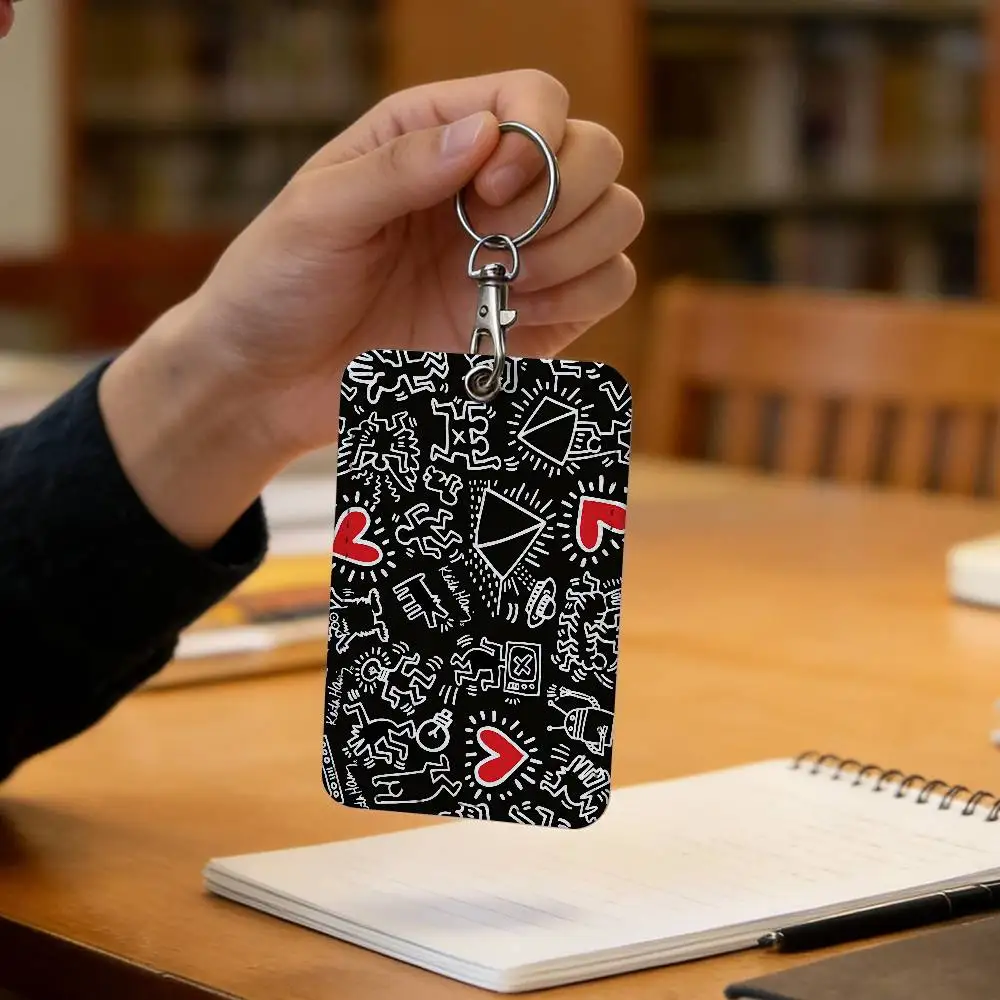 

K-Keiths H-Haring Holder Keychain With Keychain For Access Card Bus Pass & Card Credit ID Bank Card Protective Case