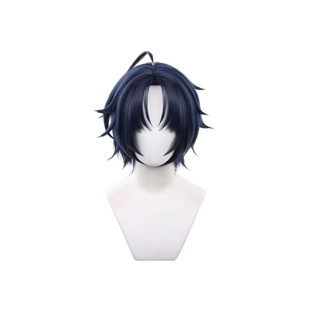 Short Blue Wig With Spiky Hair Mullet Style Anime Game Role Play Wigs Daily Wear Party Halloween Hairpiece Gift For Boys Girls