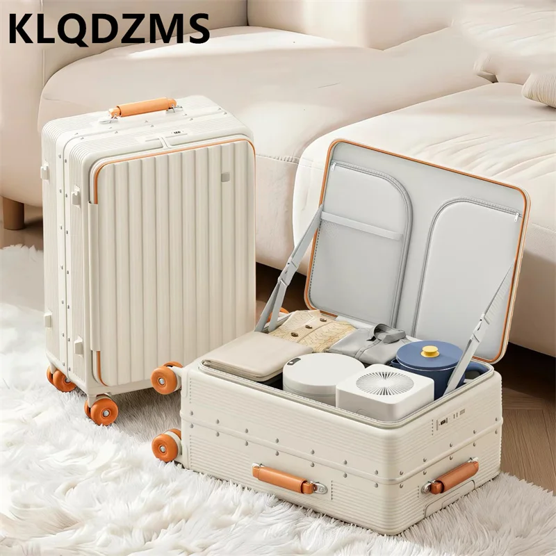 KLQDZMS 2026 New 20 Inch Aluminum Frame Side Open Lid Luggage Case 28 inch Large Capacity Password Travel Trolley suitcase