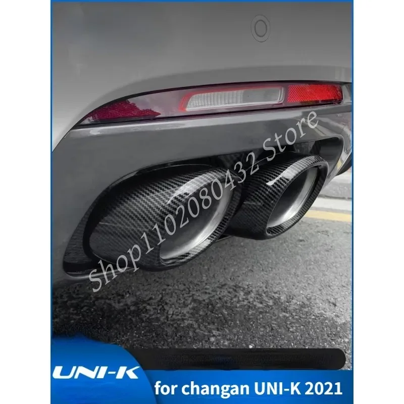 For Changan UNIK UNI-K Accessories 2021-2024 Carbon Car Cover Muffler Exterior Back Pipe Dedicate Exhaust Tip Tail Outlet Parts