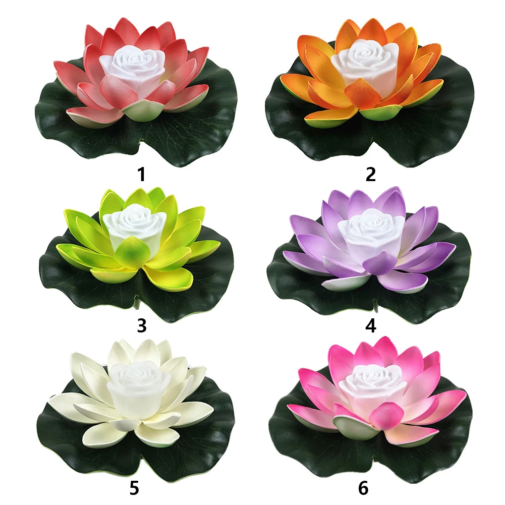 10/1pcs führte wasserdichtes schwimmendes Lotus licht batterie betriebene künstliche Lilie Blume Nacht lampe Teich Pool Garten Aquarium Wasser