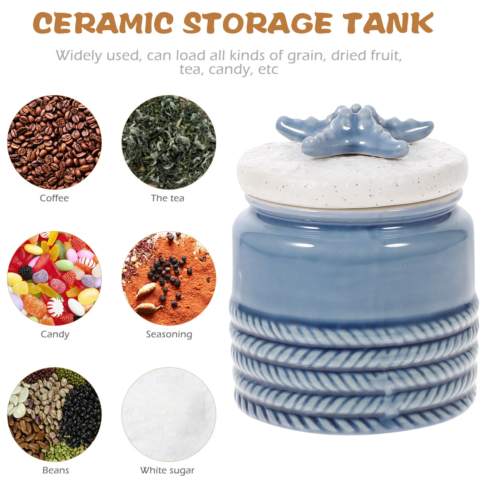 

1Pcs Ceramic Storage Jar High Strength Sealed Tea Canister Coffee Candy Holder Kitchen Organizer Tea Canister Home Tea-Leaf Jar