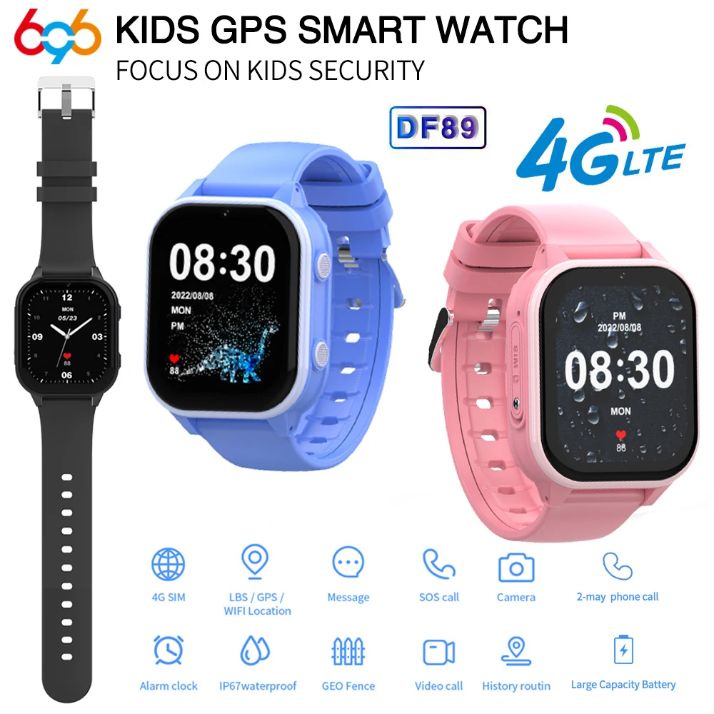 

4G Smart Watches Kids SOS Call Video HD Camera GPS Wifi LBS Precise Position Smartwatch For Children Waterproof For IOS Android