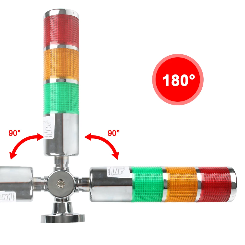 Industrial Signal Alarm lamp warning Tower stack light For CNC machine 12-24V 110-220V with buzzer Flash Caution LED 3 layer RGY