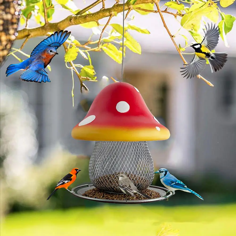 Rainproof Bird Feeder with Multiple Water Outlets Metal Solar Bird Feeder Squirrel-proof Lantern for Garden Attracts for Women