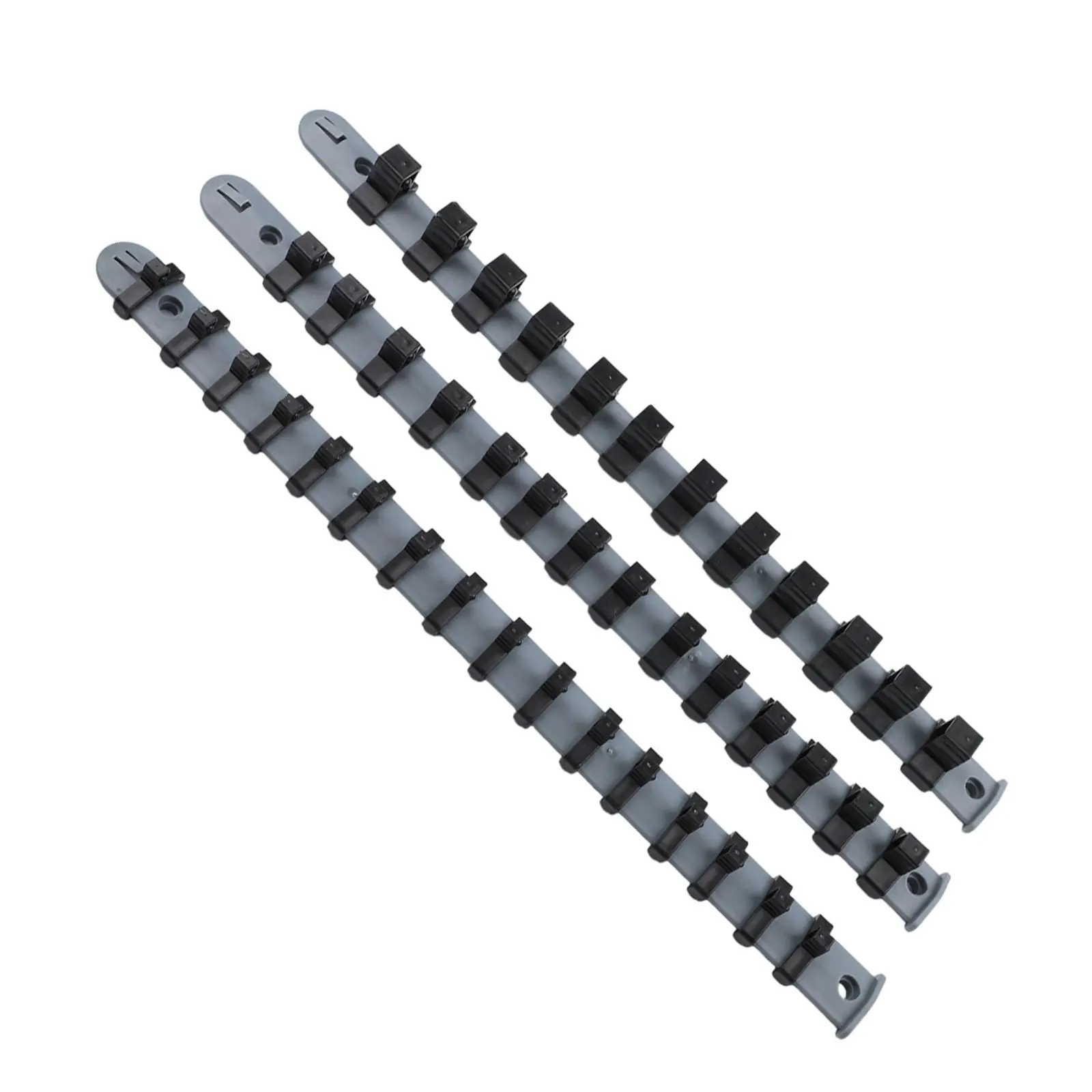 3pcs/Set Plastic Socket Organizer 1/4 3/8 1/2 Inch Socket Tray Rail Rack Storage Holder 1/4 3/8 1/2 In Socket Clip Rail Surpport