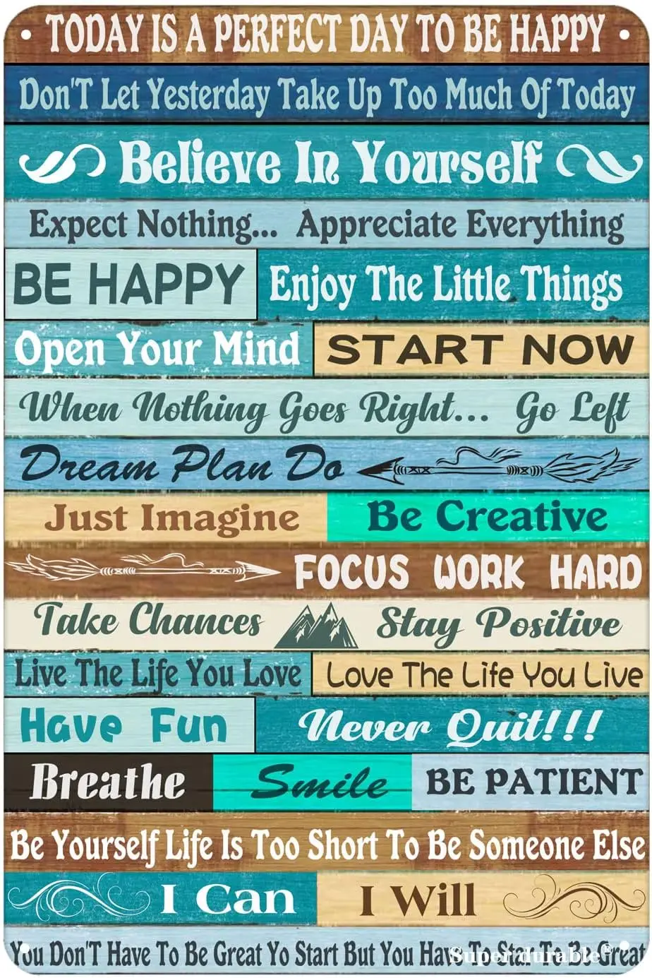 Super durable Today Is A Perfect Day to Be Happy Tin Sign Motivational Positive Quotes Rustic Wall Decor for Home Office Ba
