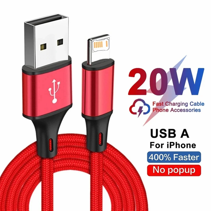 Nylon Braided Fast Charging Cable For iPhone 11 12 13 mini 14 Pro Max X XR X 6 6S 7 8 Plus SE Quick Charge USB Data Sync Cables