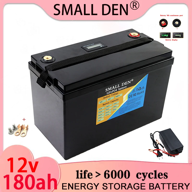 12V  180Ah LifePo4 Battery 12.8V Rechargeable Battery Pack Lithium Iron Phosphate Lifepo4 Solar Cell tools Tax free