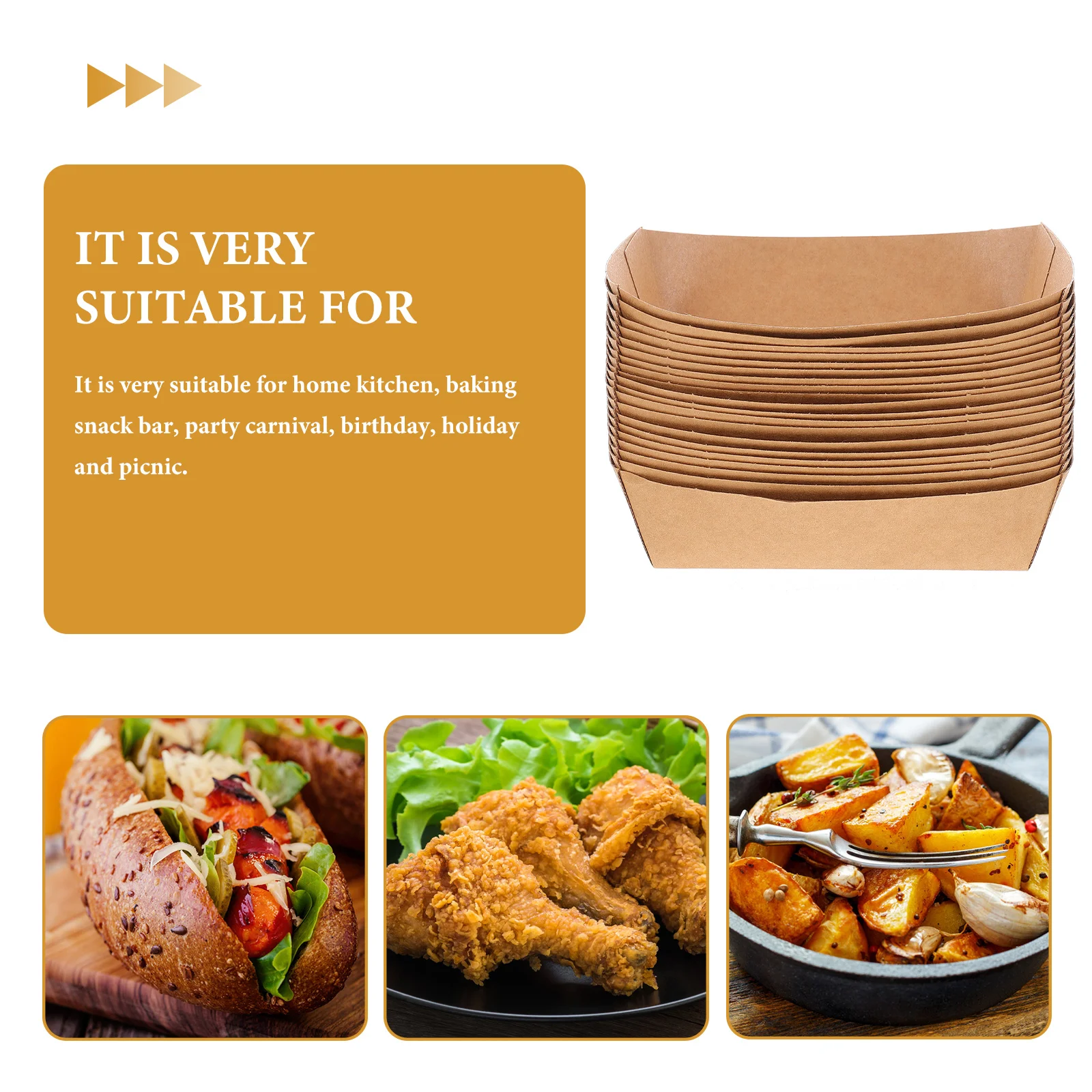 

100pcs Oil-proof Food Trays Disposable Fried Food Container Snack Holder Anti-oil Packaging Kitchen Bar