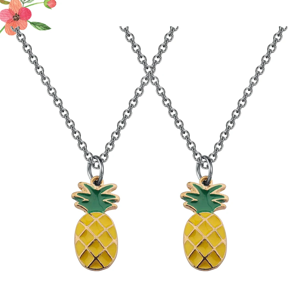 2 قطعة قلادة الأناناس قلادة الفاكهة الاستوائية سلسلة الترقوة مجوهرات نسائية ملابس متينة هدية عيد ميلاد الزفاف