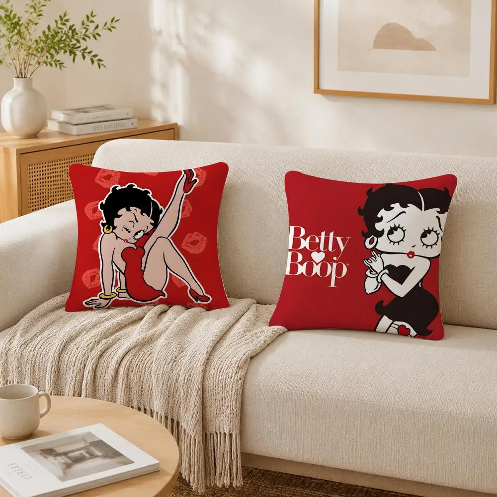 Cushion Cover Plush Decorative Pillow Case With Hidden Zipper Cutecore Room Decor For Home Cute B-Betty Boop