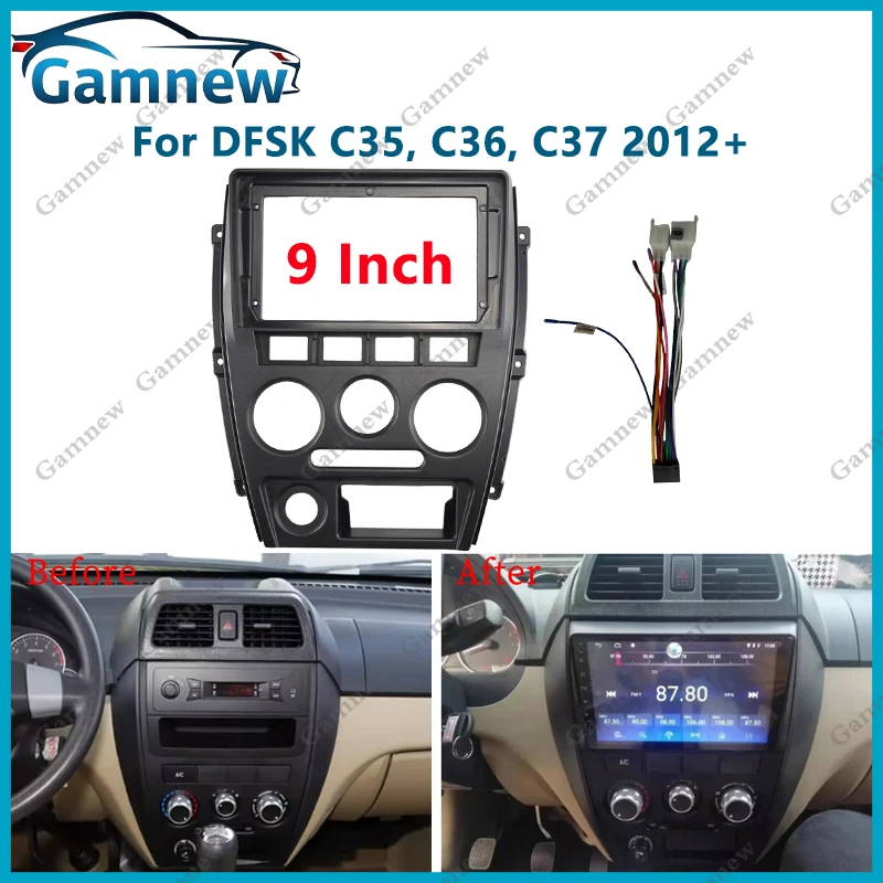 

9 Inch Car Frame Fascia Cable Adapter For DFSK C35 C36 C37 2012+ Android Radio Dash Fitting Panel Kit