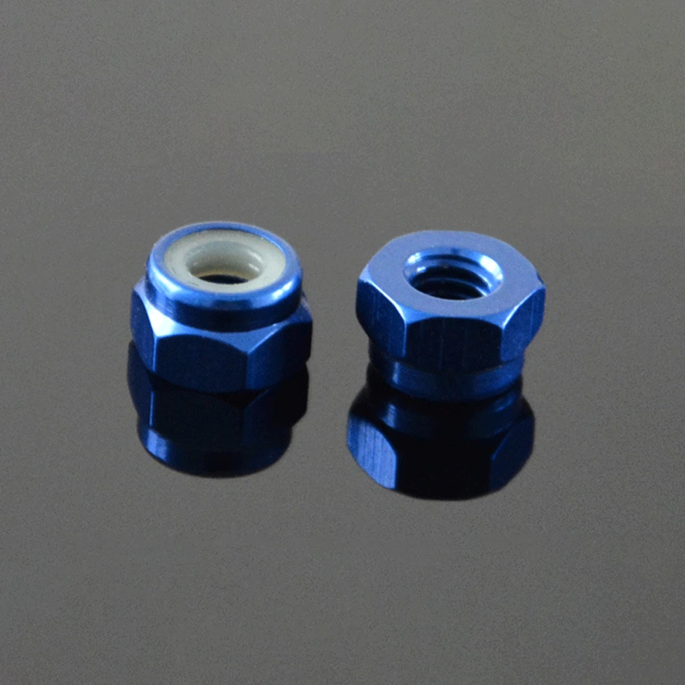 M2.5 Blue Purple Color Aluminum Alloy(T6061) Knurling Hex Nut with Self Locking Nylon Insert for Model