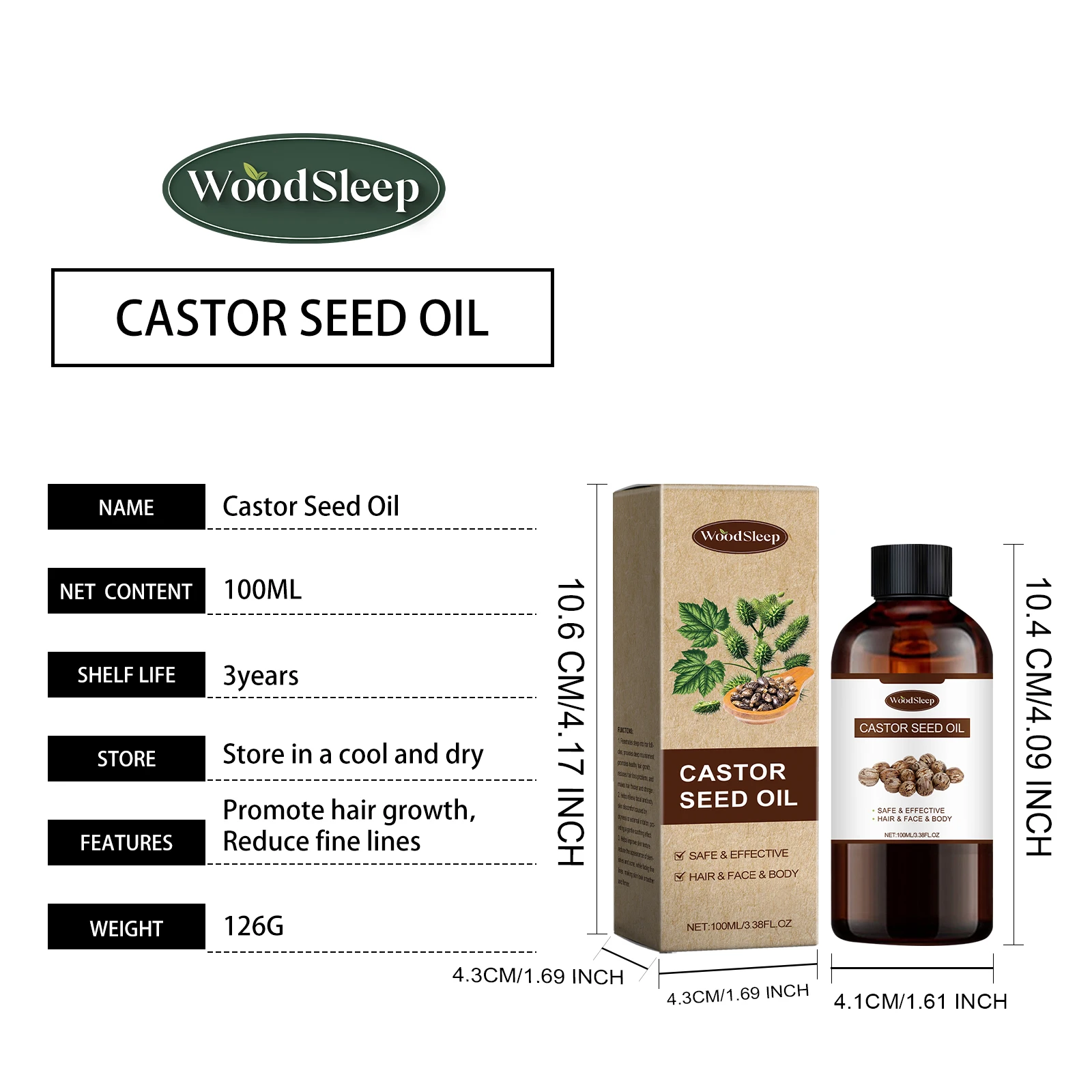 100ml Castor Oil Hair Serum Nourish Follicle Boost Vitality Promote Growth Reduce Loss Moisturize Repair Soothe Skin Scalp Care