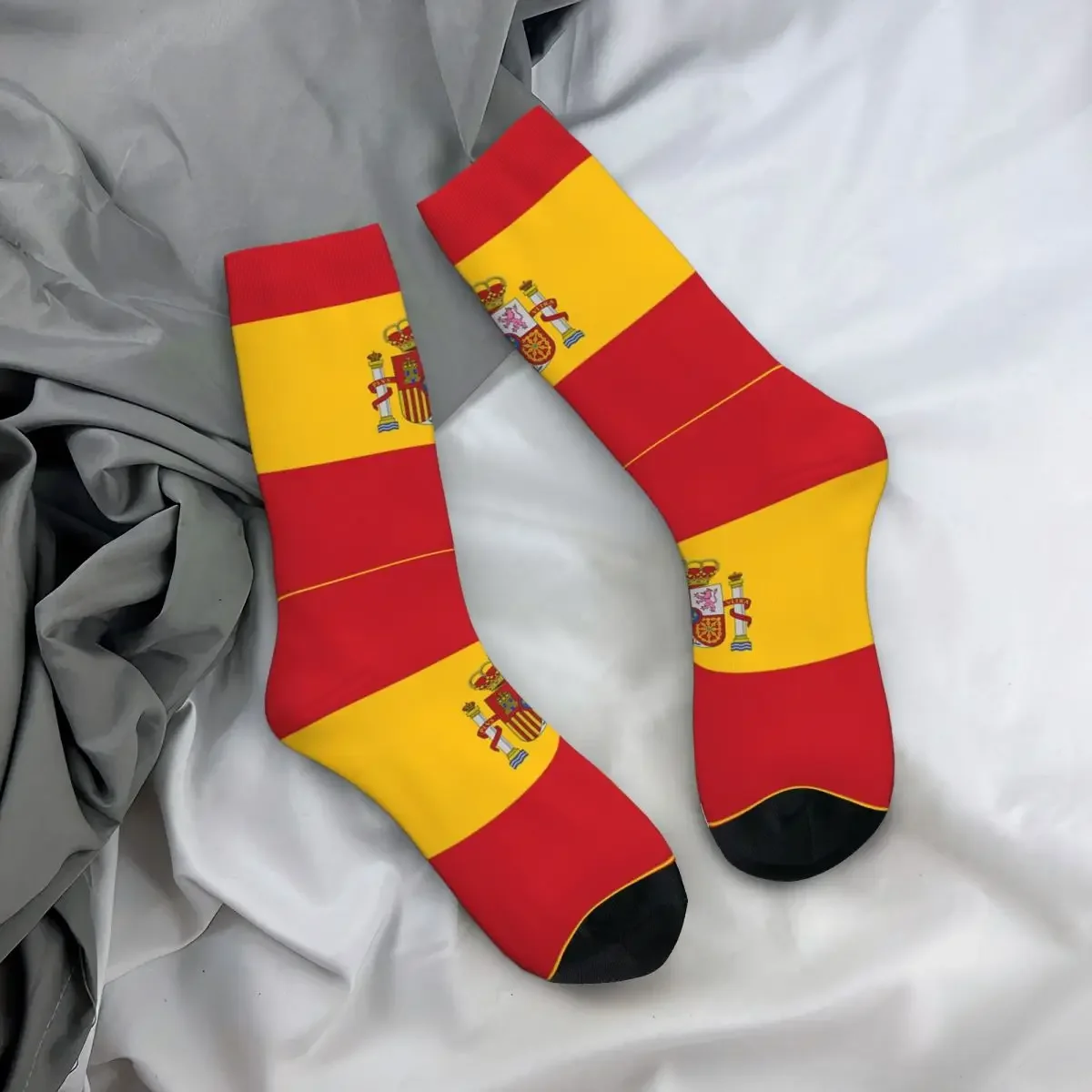 Spain Flag Socks Harajuku High Quality Stockings All Season Long Socks Accessories for Man's Woman's Christmas Gifts