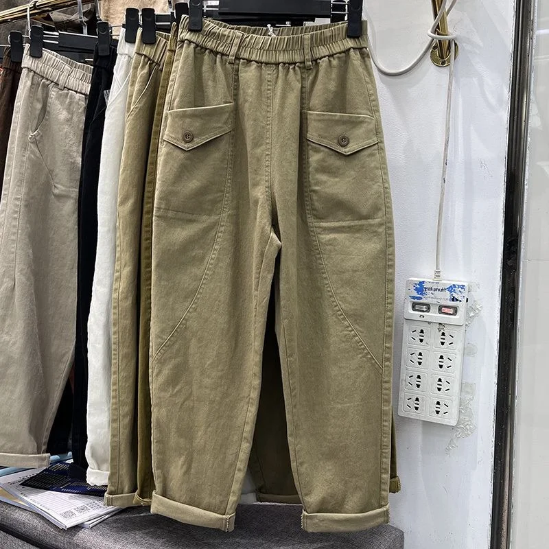 

Женские повседневные рабочие брюки больших размеров, свободные джинсы в стиле «папины джинсы», широкие брюки-харланы, прямые брюки в корейском стиле, брюки с высокой талией