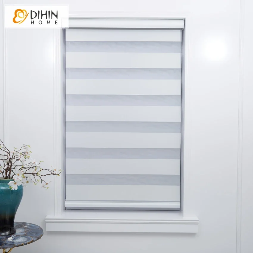 Cordless Zebra Blind Free-Stop Light Filtering Zebra Roller Shades Dual Layer Roller Blind Custom To Sizes