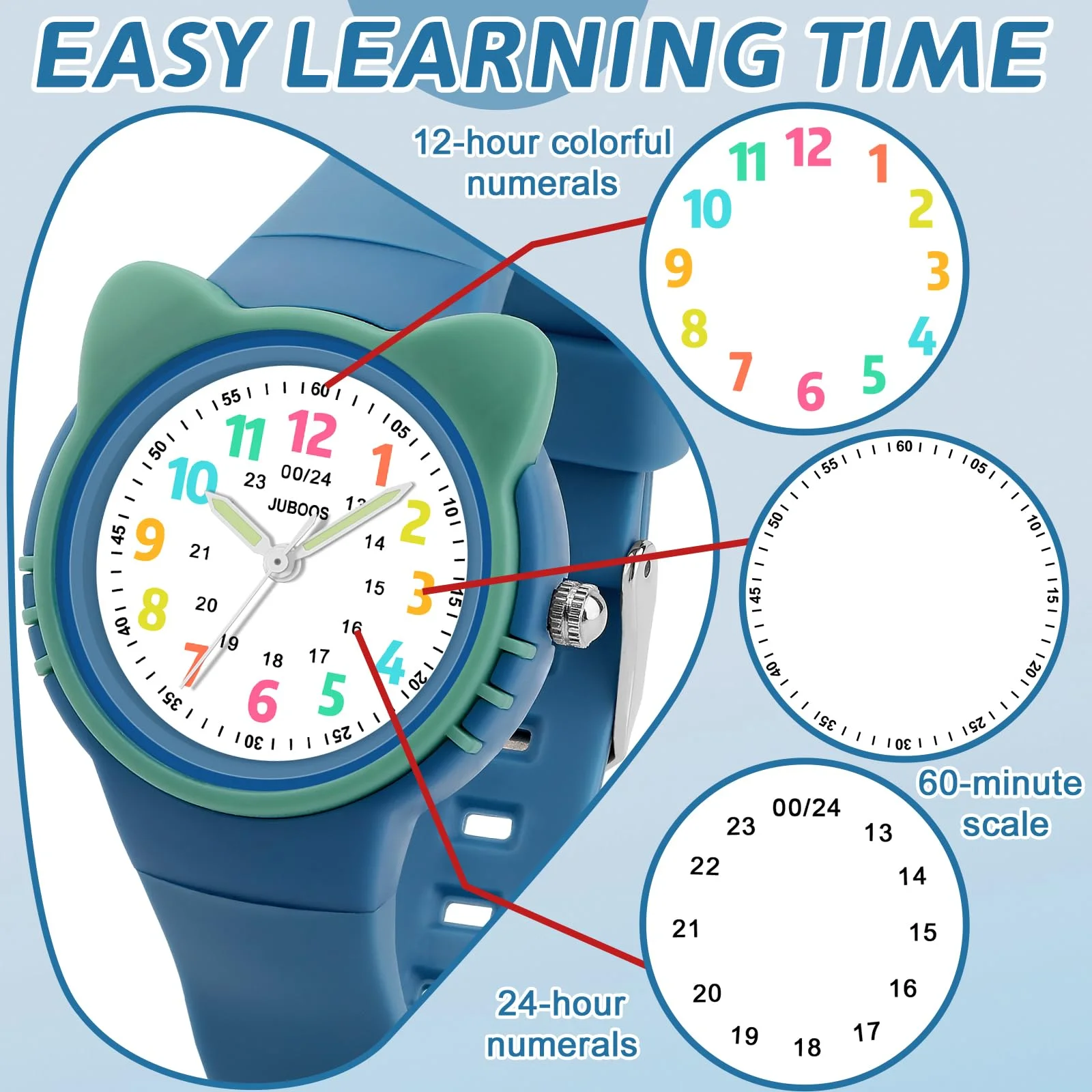 SOCICO Kids Watch for Boys Girls Toddler 3ATM Waterproof and Easy to Read