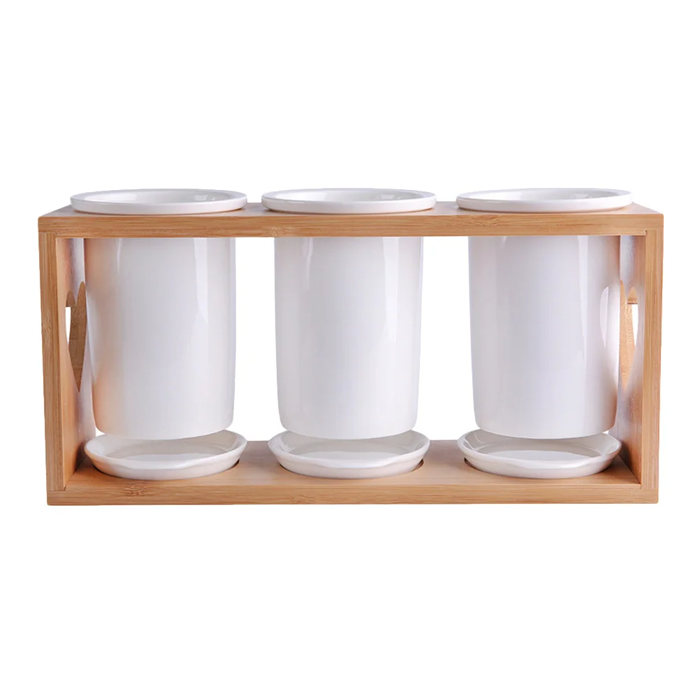 

1Set Chopsticks Holder Bamboo Stand Ceramic Cutlery Organizer Kitchen Utensil Storage Rack Flatware Drying Holder Fork Spoon