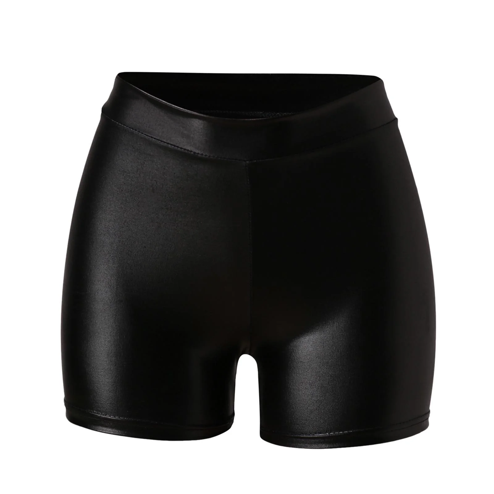 Pantalones cortos de cuero para mujer, Shorts sexys de cintura alta, elásticos, ajustados a la cadera, Leggings negros, ropa de club nocturno, Baile