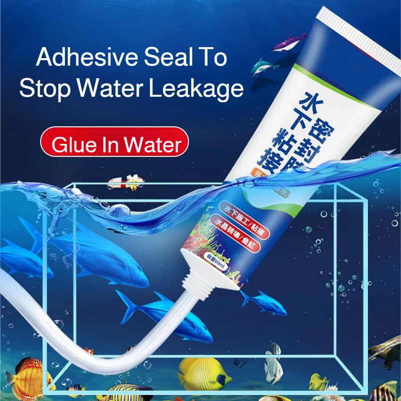 Aquarium Sealant Waterproof Underwater Construction Transparent Invisible Glass Fish Tank Adhesive Strong Bond Leak Proof Repair