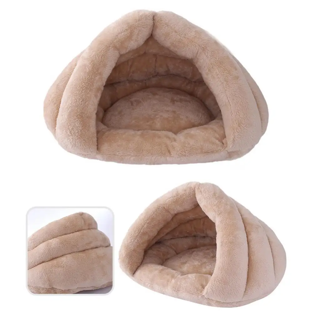 Plush Dog Cat Sleeping Bed Cave Cuddle Soft Cushion Hooded Warm Pet Supplies Warm Fleece Cat Bed Soft Kitten Nest Kennel Tent