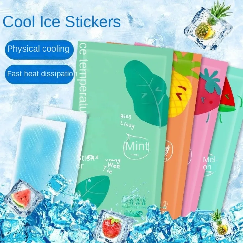 

10pcs Forehead Strip Fever Cooling Patch Easy-to-use Cooling Gel Ice Patch Heatstroke Prevention Multi-purpose Ice Pad