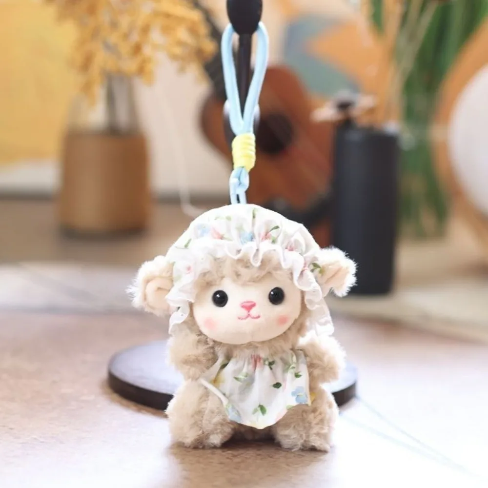 Ornament Cute Sheep Plush Keychain Soft Dressed Lamb Cartoon Animal Stuffed Doll 13cm Size Cartoon Lamb Bag Charm Sheep Pendant