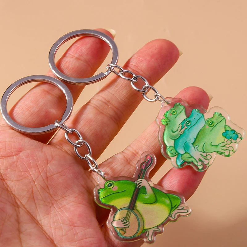 

Aihua Cute Acrylic Frog Keychain for Women Cartoon Animal Keychain Handbag Wallet Car Key Holder Jewelry Souvenir Gifts