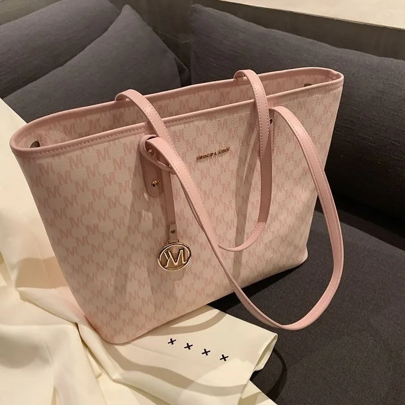 Cherry Blossom Tote Bag: New Women's Commuter Handbag with Large Capacity, Shoulder Carry Option in Beige, Pink & Black Colors