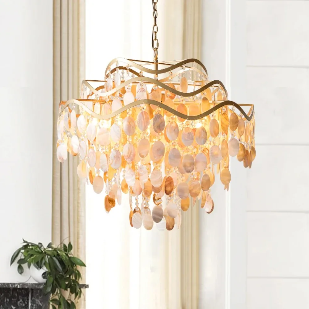 

Nordic Creative Transparent Shell Led Chandelier Living Room Restaurant Bedroom Crystal Pendant Lamp Indoor Lighting Decoration