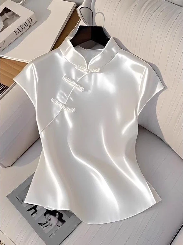 

Ele ort Sve Chinese Sle Top for Women Sli Agel Pink Color Commute Sle Regular Fit irt New Summer 2025