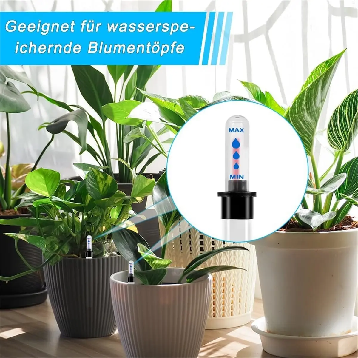 Pack of 3 Water Level Indicators for Plants, Large Hydroponics Water Level Indicator, Watering Indicator, Indoor Plants
