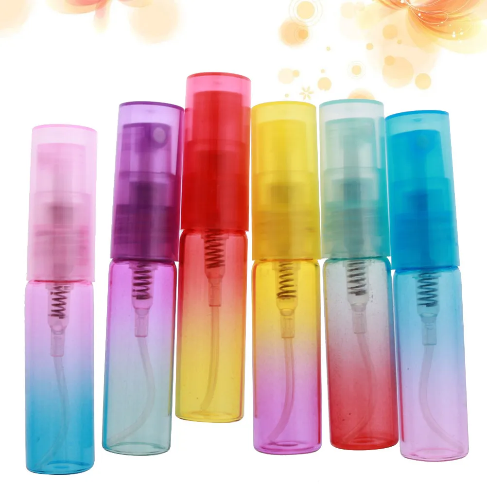 6 Botellas de Spray de Vidrio de 4 ml con Degradado de Color, Recargables, Portátiles, para Viaje, Maquillaje, Agua, Cuidado de la Piel, Mini Botellas Vacías con Pulverizador Fino