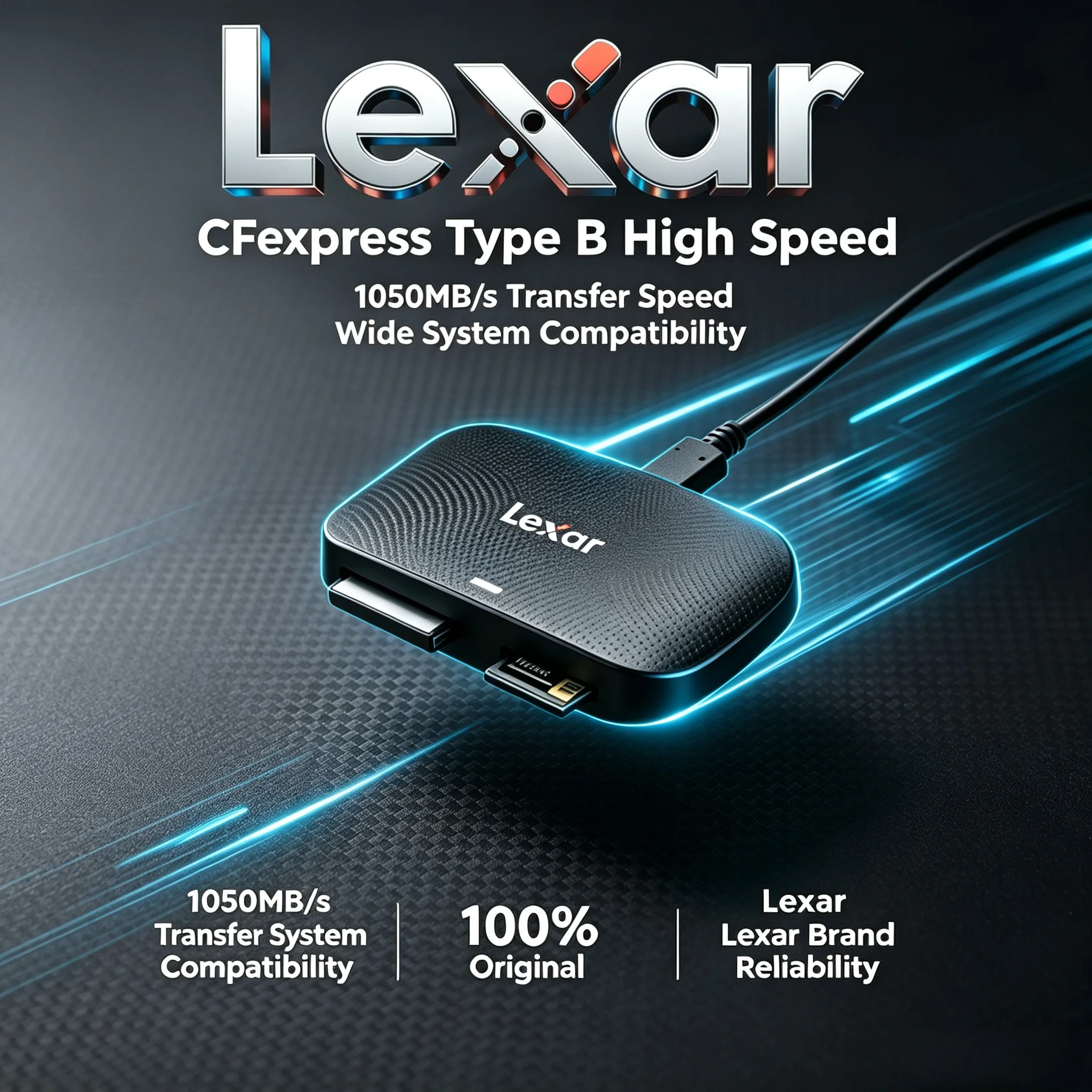 Lexar Professional RW520 CFexpress B SD Dual Reader USB 3.2 Gen2 10Gbps High Speed for 4K Content Creation Photographer Pro
