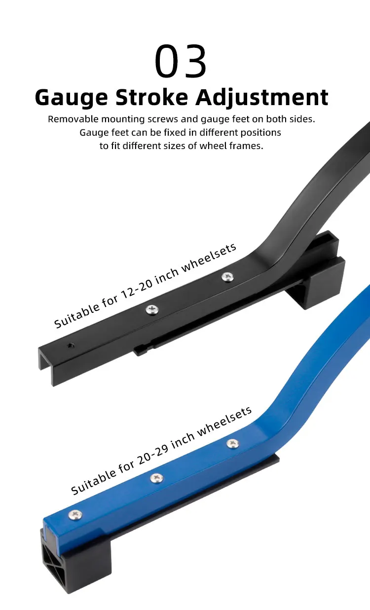 TOOPRE Radnaben-Messgerät für 12 bis 29 Zoll Laufradsätze, Werkzeug zur Positionierung der Fahrradfelgenmitte und zur Korrektur des Laufradbiegens – Detail 6